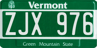 VT license plate ZJX976