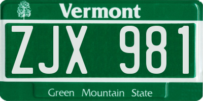VT license plate ZJX981