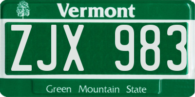 VT license plate ZJX983