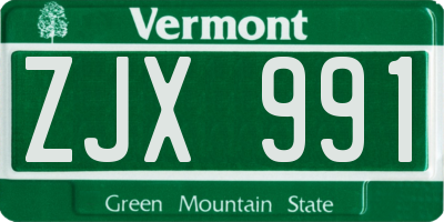 VT license plate ZJX991