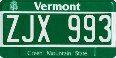 VT license plate ZJX993