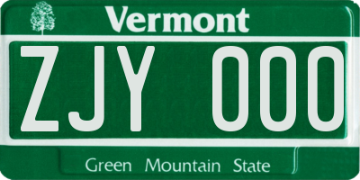 VT license plate ZJY000