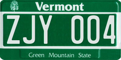 VT license plate ZJY004