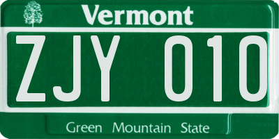VT license plate ZJY010