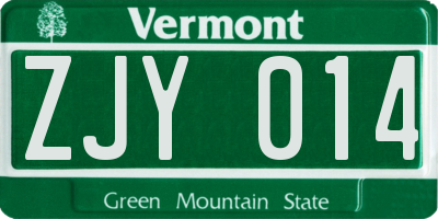 VT license plate ZJY014