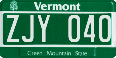 VT license plate ZJY040