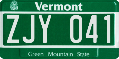 VT license plate ZJY041