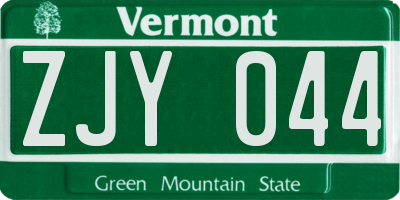 VT license plate ZJY044