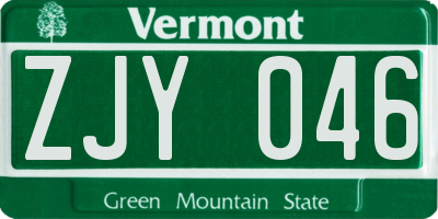 VT license plate ZJY046