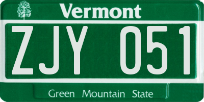 VT license plate ZJY051