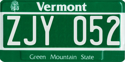 VT license plate ZJY052