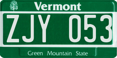 VT license plate ZJY053