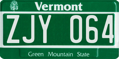 VT license plate ZJY064