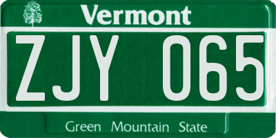 VT license plate ZJY065