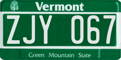 VT license plate ZJY067