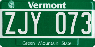 VT license plate ZJY073