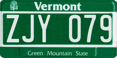 VT license plate ZJY079