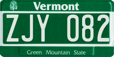 VT license plate ZJY082