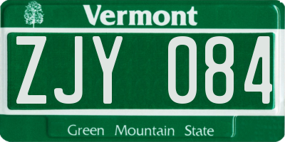 VT license plate ZJY084