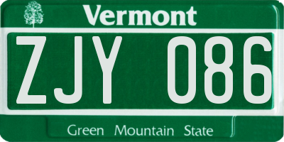 VT license plate ZJY086