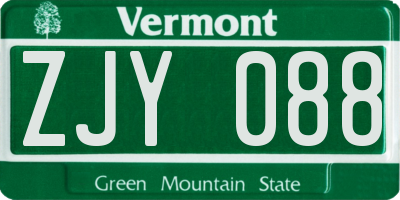 VT license plate ZJY088