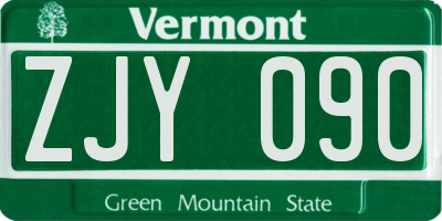 VT license plate ZJY090