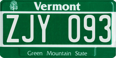 VT license plate ZJY093