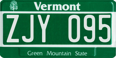 VT license plate ZJY095