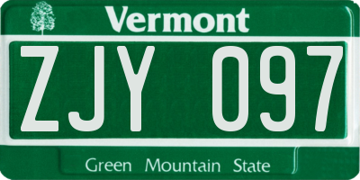 VT license plate ZJY097