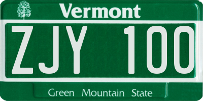 VT license plate ZJY100