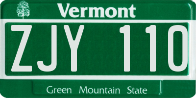 VT license plate ZJY110