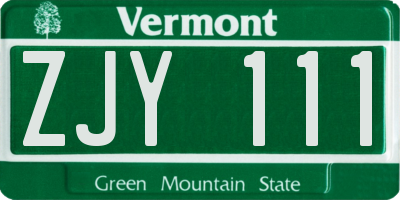 VT license plate ZJY111