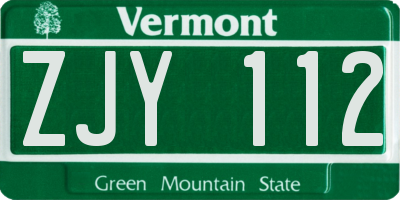 VT license plate ZJY112