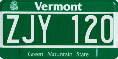 VT license plate ZJY120