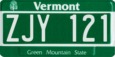 VT license plate ZJY121
