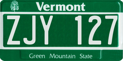 VT license plate ZJY127
