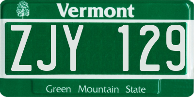 VT license plate ZJY129