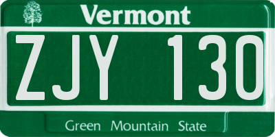 VT license plate ZJY130