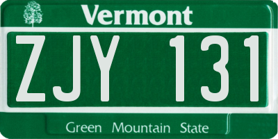VT license plate ZJY131