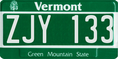 VT license plate ZJY133