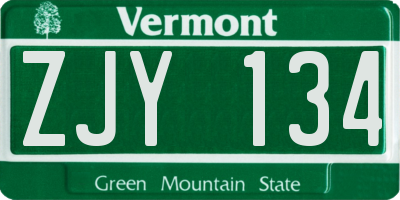 VT license plate ZJY134