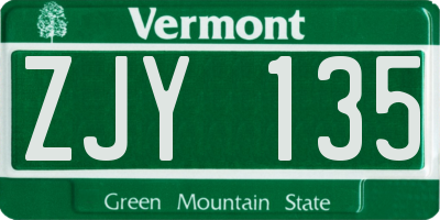 VT license plate ZJY135