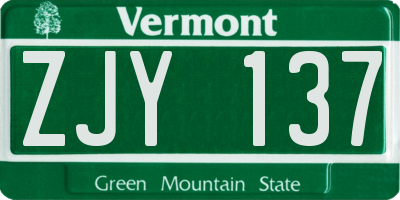 VT license plate ZJY137