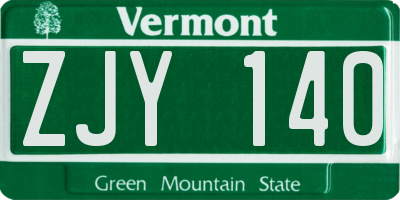 VT license plate ZJY140