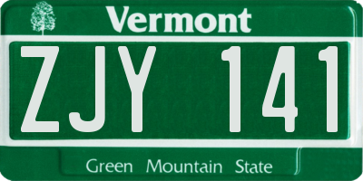 VT license plate ZJY141