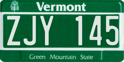 VT license plate ZJY145