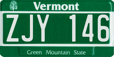 VT license plate ZJY146