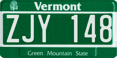 VT license plate ZJY148