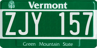 VT license plate ZJY157