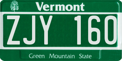 VT license plate ZJY160